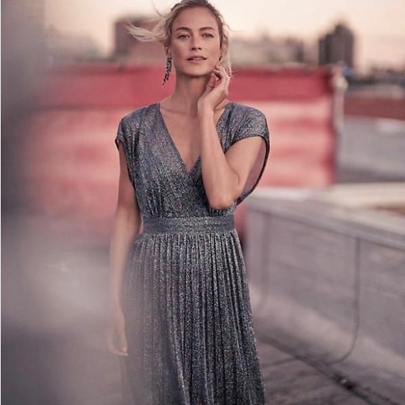 Anthropologie | Dresses | Anthropologie Moulinette Soeurs Pleated Metallic  Wrap Dress | Poshmark